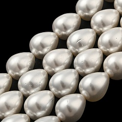 Hebras de perlas de concha de lágrima, blanco, 14~16x12mm, agujero: 1.2 mm, aproximamente 26 pcs / cadena, 15.74 pulgada