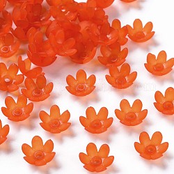 Coupelles en acrylique mat, 6 pétales, fleur, rouge-orange, 14x6mm, Trou: 2mm, environ 1660 pcs/500 g