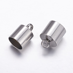 304 Stainless Steel Cord Ends, Stainless Steel Color, 12~14x10mm, Hole: 2.6mm, Inner Diameter: 9mm