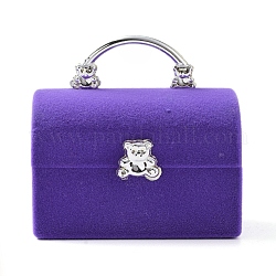 Bolso de señora con joyeros de terciopelo en forma de oso, caja de almacenamiento del organizador del joyero portátil, para anillo pendientes collar, púrpura, 5.7x4.4x5.5 cm