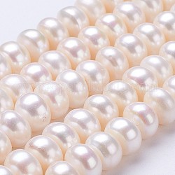 Brins de perles de culture d'eau douce naturelles, rondelle, linge, 11~12x7~8mm, Trou: 0.5mm, Environ 47~48 pcs/chapelet, 15.1 pouce