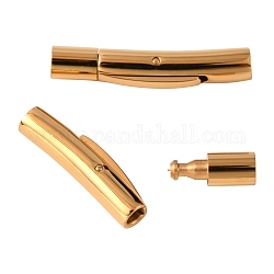 304 Stainless Steel Bayonet Clasps, Ion Plating (IP), Tube, Golden, 22.5x4x5mm, Hole: 3mm