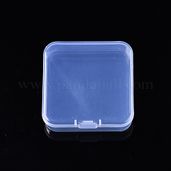 Contenitori quadrati di stoccaggio di perline in polipropilene (pp), con coperchio a cerniera, per gioielli piccoli accessori, chiaro, 6.5x6.5x1.9cm, Vano: 62x62 mm