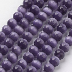 Katzenaugen-Perlen, Runde, Indigo, 10 mm, Bohrung: 1 mm, ca. 39 Stk. / Strang, 15 Zoll