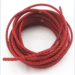 Geflochtenen Lederband, rot, 3 mm