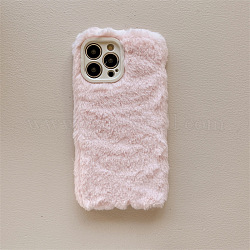 Étui de téléphone portable en peluche chaud pour femmes filles, housses de protection en plastique pour caméra d'hiver pour iphone13 pro, perle rose, 15.4x7.9x1.4 cm