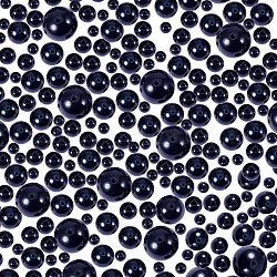 Pandahall élite imité perles acryliques perle, ronde, noir, 8~25mm, Trou: 2~3mm, environ 20pcs / taille, environ 100 pcs / ensemble