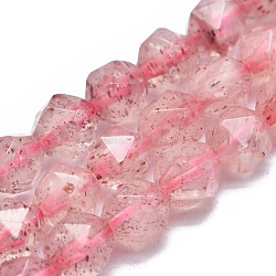 Chapelets de perles aux fraises en quartz naturel, facette, ronde, étoiles coupées perles rondes, 7~8mm, Trou: 1mm, Environ 48~54 pcs/chapelet, 14.5 pouce ~ 15.7 pouces (37~40 cm)