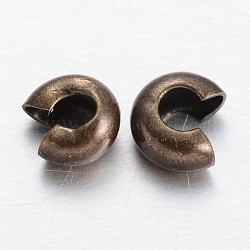 Messing Crimpperlen Abdeckungen, Antik Bronze, 3.2 mm in Durchmesser, Bohrung: 1 mm