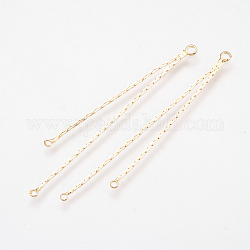 Brass Chain Links, Chandelier Components, Nickel Free, Real 18K Gold Plated, 54x3x1mm, Hole: 1.5mm