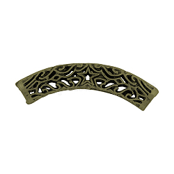 Tibetan Style Curved Tube Beads, Hollow Style,  Nickel Free & Lead Free, Antique Bronze, 14x50x7mm, Hole: 6x5mm