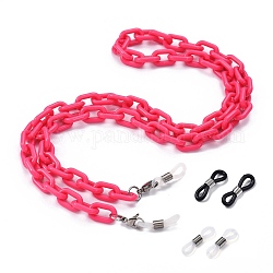 Brillenketten, Halsband für Brillen, mit undurchsichtigen Acrylkabelketten, 304 Hummerkrallenverschlüsse aus Edelstahl und Gummischlaufenenden, tief rosa, 27.75 Zoll (70.5 cm)