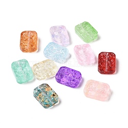 Transparent Spray Painted Glass Beads, Rectangle, Mixed Color, 18x13x5.5mm, Hole: 1.4mm