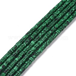 Brins de perles synthétiques imitation malachite, plat rond, vert foncé, 4x2mm, Trou: 1mm, Environ 169 pcs/chapelet, 14.96'' (38 cm)