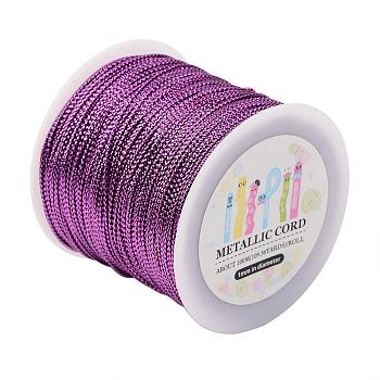 Cuerdas metálicas de hilo trenzado de joya, púrpura, 1mm, 109.36yards / rodillo (100 m / rollo)