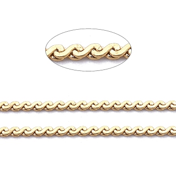 304 Serpentinenketten aus Edelstahl, gelötet, mit Spule, golden, 0.8x0.3 mm, ca. 32.8 Fuß (10m)/Rolle