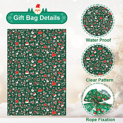 Рождественские 3шт прямоугольные пластиковые подарочные пакеты для хранения ABAG-WH20010-08A-1