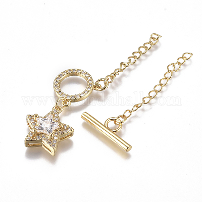 Удлинитель цепи из прозрачного кубического циркония из латуни с микропаве ZIRC-G168-02G-1