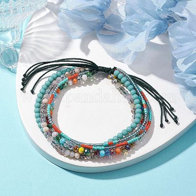 Verre perles bracelets multi-brins&nbsp;BJEW-JB10391-1