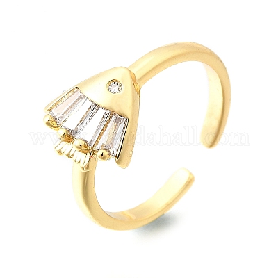 Кольца-манжеты с микропаве из латуни и кубическими цирконами в морском стиле для женщин RJEW-F184-17D-G-1