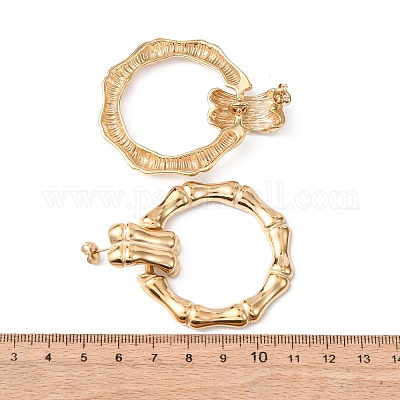 Серьги-гвоздики из бамбука из нержавеющей стали 304 EJEW-K268-80G-1