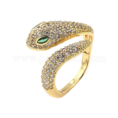 Открытые манжеты из латуни с микропаве и прозрачным фианитом&nbsp;LS-RJEW-R022-01G-1