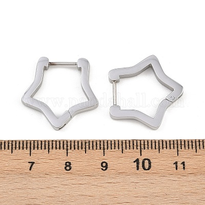 Серьги-кольца в форме звезды из нержавеющей стали 304 EJEW-P324-02P-1