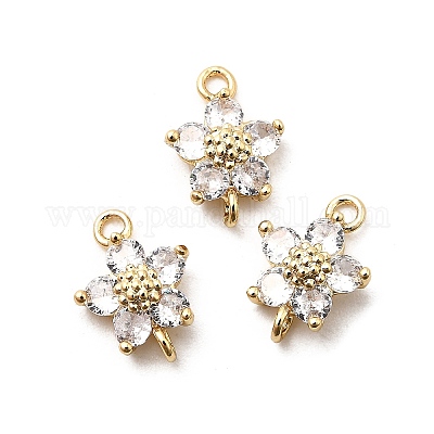 Подвески-подвески-цветочки из латуни с кубическим цирконием KK-H089-34G-02-1