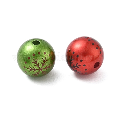 Акриловые бусины с рождественским принтом MACR-F086-02-1