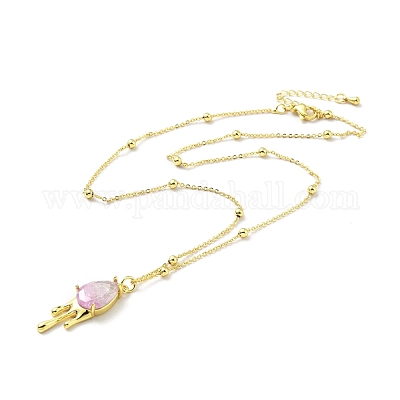 Колье с кулоном в форме слезы из синтетического кристалла NJEW-G016-03C-1