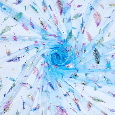 Нейлоновая ткань с рисунком перьев DIY-WH20066-004B-1