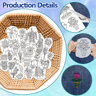 4 Sheets 11.6x8.2 Inch Stick and Stitch Embroidery Patterns, Non-woven  Fabrics Water Soluble Embroidery Stabilizers, 297x210mmm