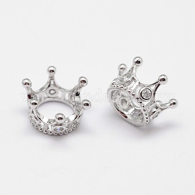 Корона из латуни микро проложит класса Aaa кубического циркония большое отверстие бусы ZIRC-O022-60-NR-1