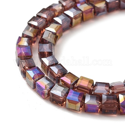 Стеклянные бусины с гальваническим покрытием  EGLA-D018-4x4mm-81-1