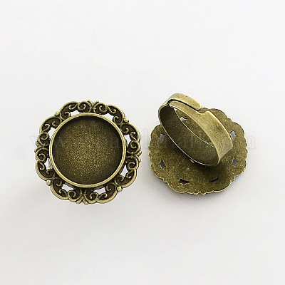 Регулируемая железа компоненты цветок палец кольцо сплава сеттинги лицевой панели кабошон PALLOY-Q300-16AB-NR-1