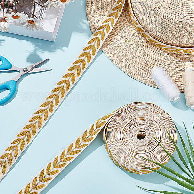 Около 10.5~11 ярда жаккардовых лент из поликоттона в этническом стиле с узором в виде листьев OCOR-GO0001-15C-1