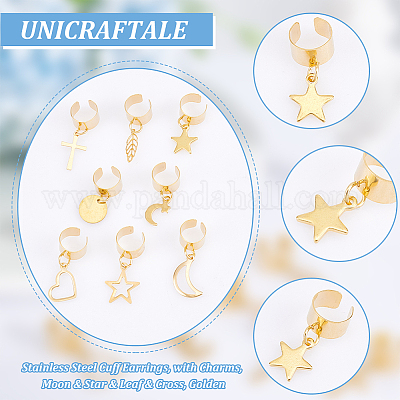 8 пара 8-х стильных серег-манжет из нержавеющей стали 304 EJEW-UN00004-1