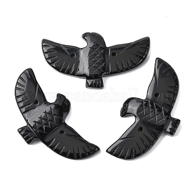 Натуральный обсидиан резные большие подвески G-A288-01G-1