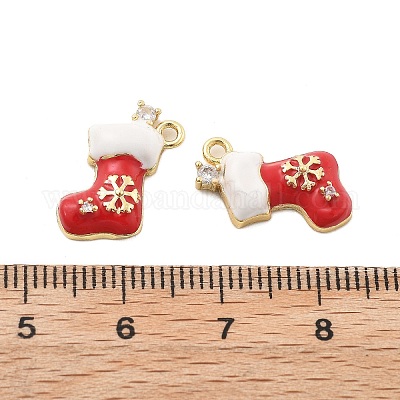 Рождественские тематические латунные подвески с микропаве и кубическим цирконием KK-L228-30A-G-1