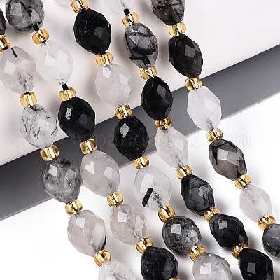 Натуральные турмализированные кварцевые бусинки G-N342-53-8x6-02-1