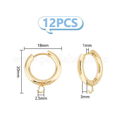 12 шт. серьги-кольца из нержавеющей стали 201 STAS-UN0056-85-1