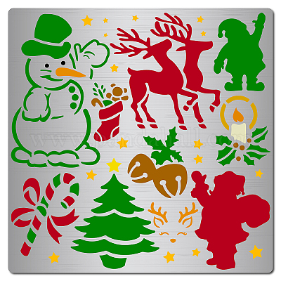 Wholesale GORGECRAFT 6.3 Inch Christmas Themed Metal Stencil