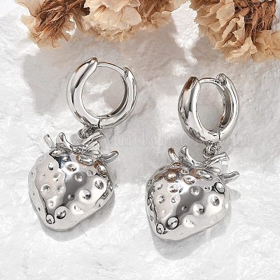 Латунные серьги-кольца без свинца и кадмия EJEW-R016-08P-02-1