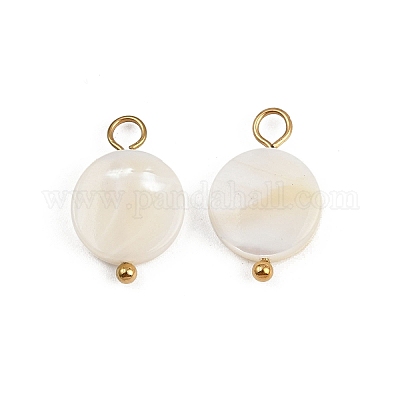 Подвески-диски из натуральных ракушек STAS-D378-31G-1