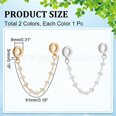 2 шт. 2-х цветные латунные удлинители цепей с микропаве из кубического циркония&nbsp;KK-WR0001-55-1