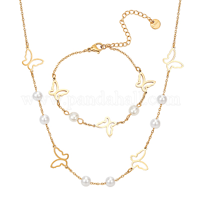 Комплект украшений из нержавеющей стали в виде бабочек SJEW-AN0001-55-1