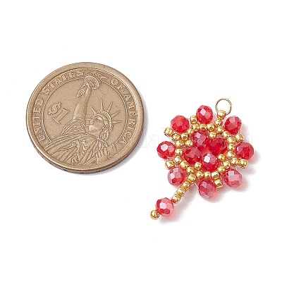 Подвески-цветы из стеклянных бусинок ручной работы PALLOY-MZ00492-01-1