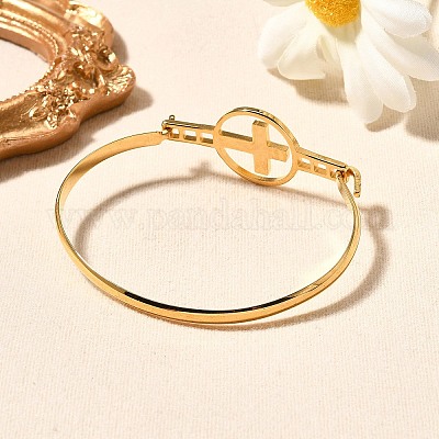 Женские браслеты с плоскими круглыми звеньями из нержавеющей стали 201&nbsp;LS-BJEW-R014-01G-03-1