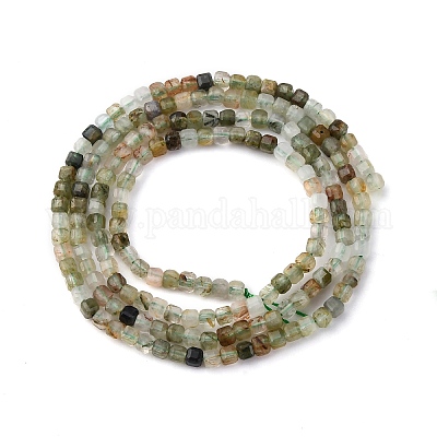 Нити бусин из натурального зеленого рутилированного кварца G-RM2025-C03-A-1