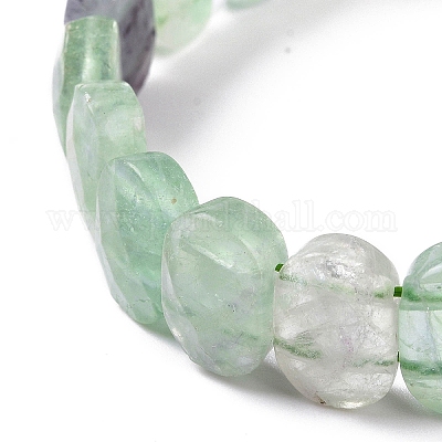 Эластичный браслет из овальных бусин из натурального флюорита G-E010-01S-1